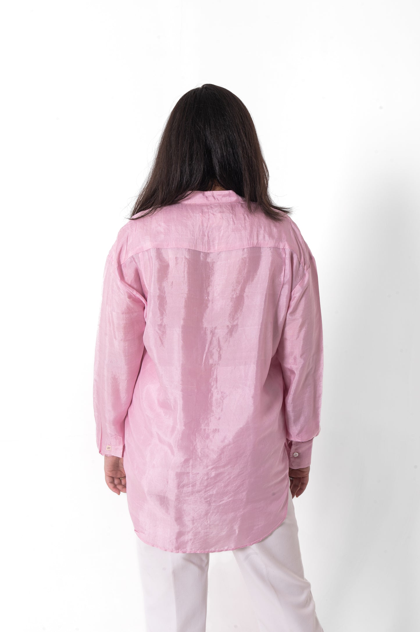 Blush Pink Mulberry Silk Shirt in Full Sleeves