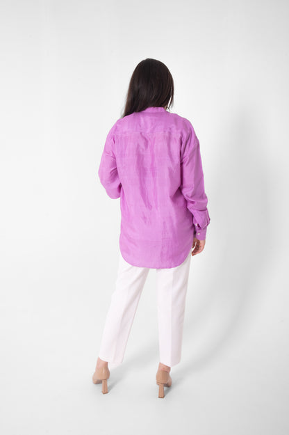 Lilac Mulberry Silk Shirt in Full Sleeves