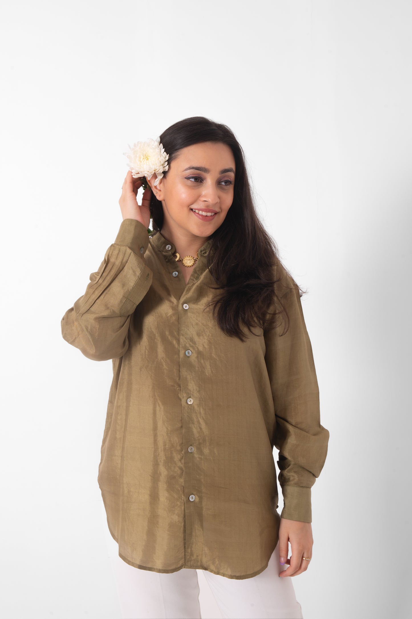 Olive Mulberry Silk Shirts in Full Sleeves