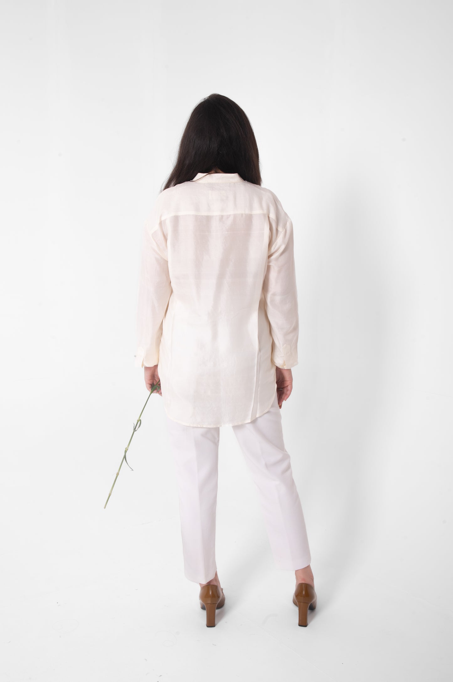 Ivory Mulberry Silk Shirt in Full Sleeves