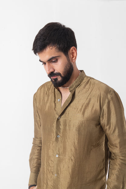 Olive Mulberry Silk Shirts in Full Sleeves