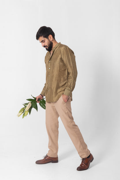 Olive Mulberry Silk Shirts in Full Sleeves