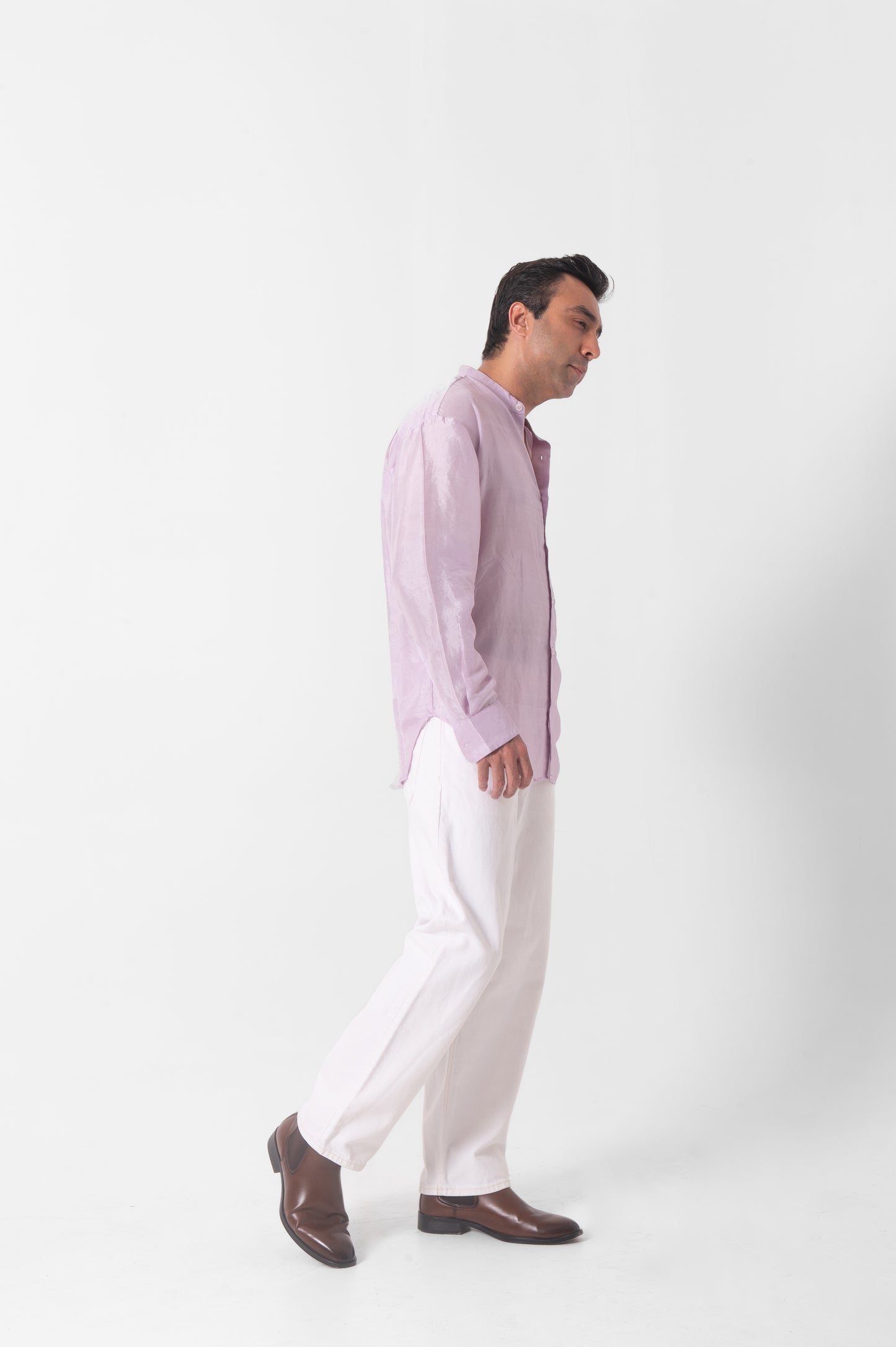 Lavender Mulberry Silk Shirt in Full Sleeve